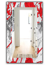 Drawing Of Paris With Red Keys - Traditional Mirror - Frameless Vanity Mirror