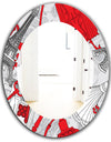 Drawing Of Paris With Red Keys - Traditional Mirror - Frameless Oval or Round Wall Mirror