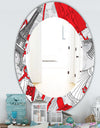 Drawing Of Paris With Red Keys - Traditional Mirror - Frameless Oval or Round Wall Mirror