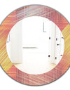 Yellow and Pink Striped Pattern - Modern Mirror - Frameless Oval or Round Wall Mirror