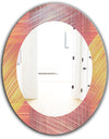 Yellow and Pink Striped Pattern - Modern Mirror - Frameless Oval or Round Wall Mirror