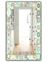 Vintage Snowflakes In Turquoise and Yellow - Bohemian and Eclectic Mirror - Frameless Modern Wall Mirror