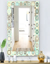 Vintage Snowflakes In Turquoise and Yellow - Bohemian and Eclectic Mirror - Frameless Modern Wall Mirror