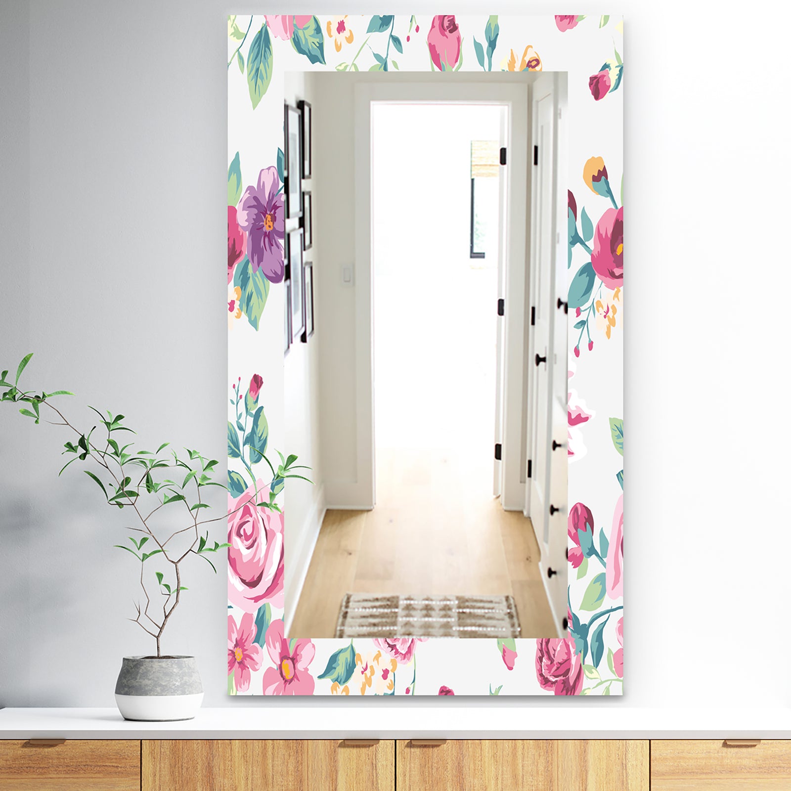 Pink Blossom 31 - Traditional Mirror - Frameless Wall Mirror