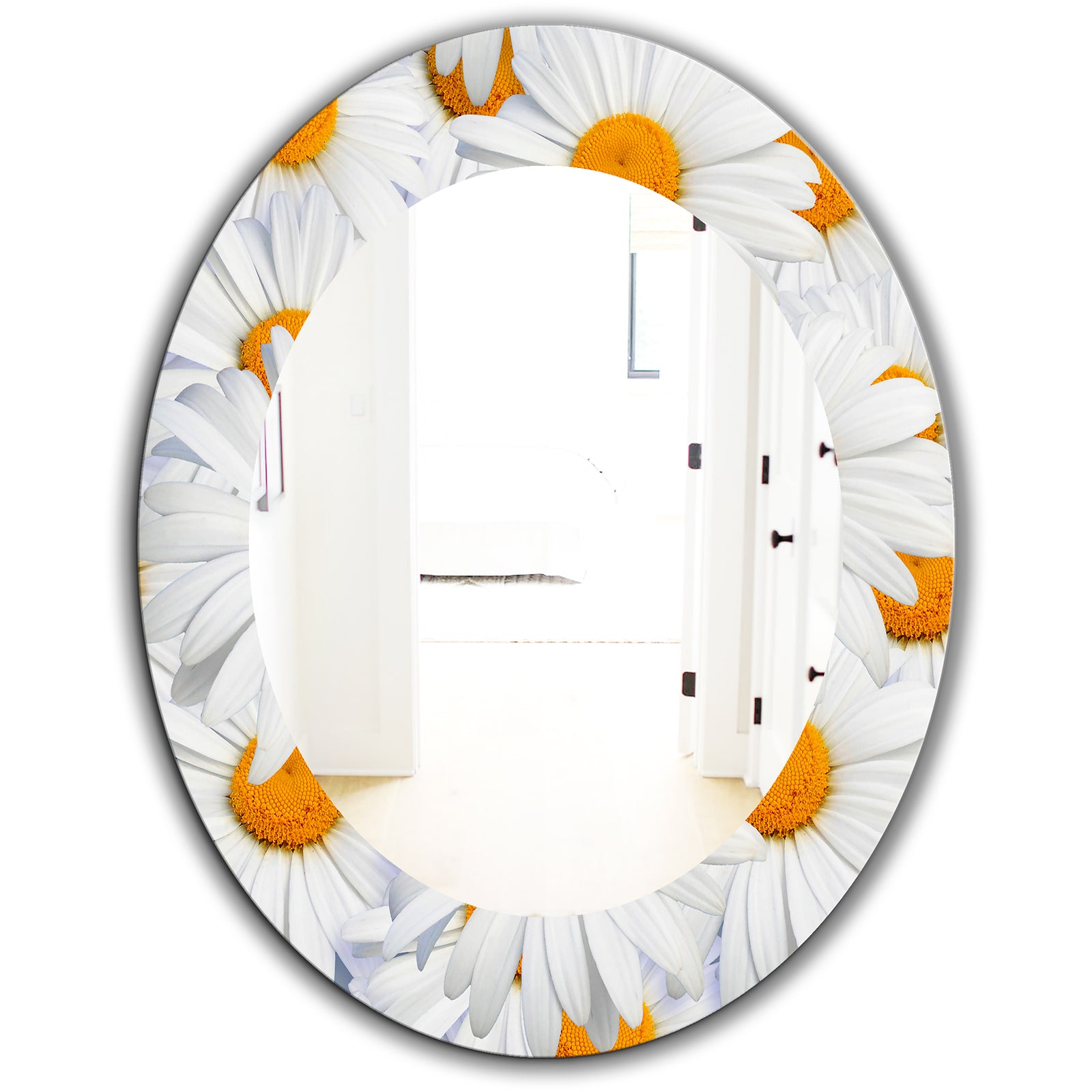 Daisy Hearts Close - Traditional Mirror - Frameless Oval or Round Wall Mirror