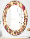 Retro Autum Flowers - Bohemian and Eclectic Mirror - Frameless Oval or Round Wall Mirror