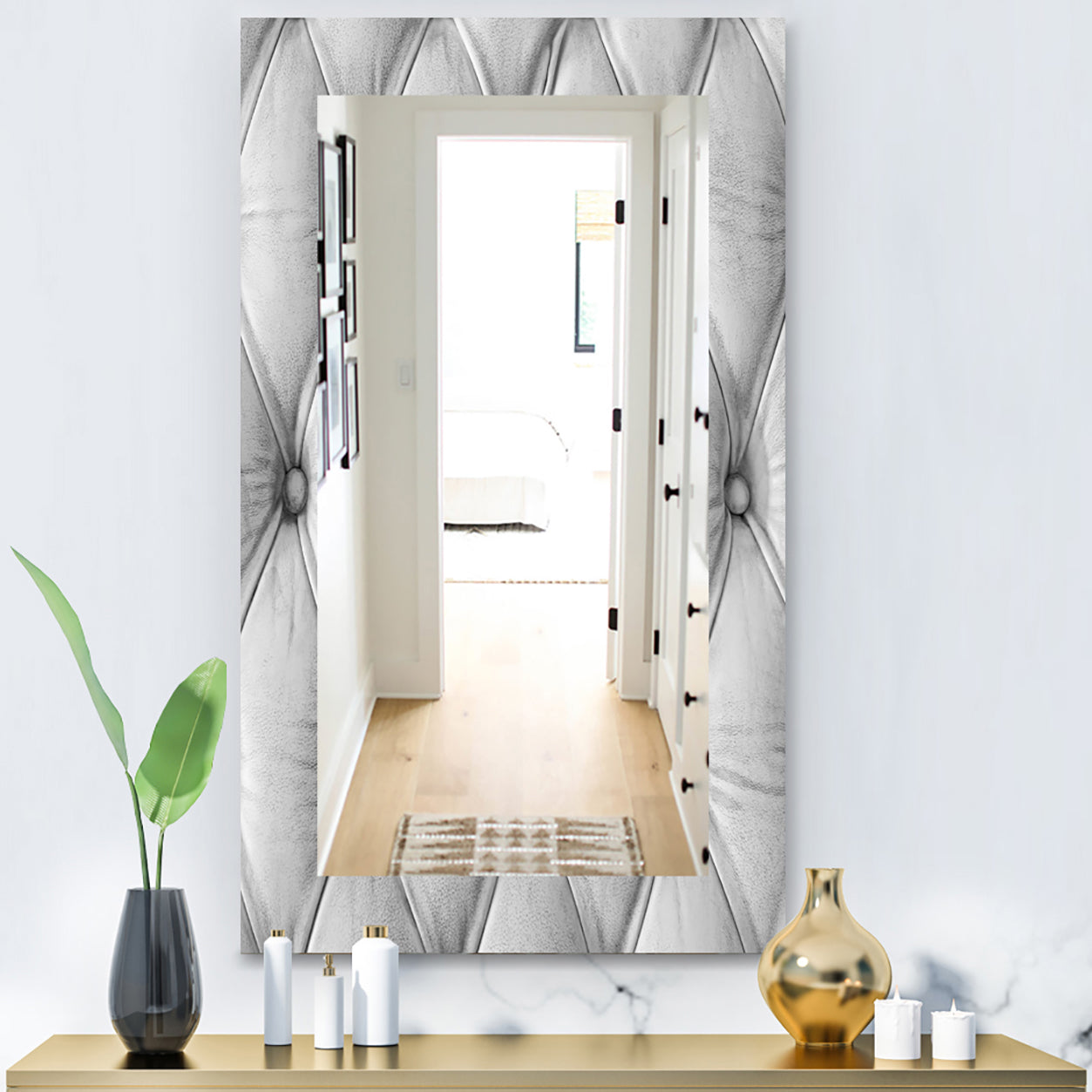 Luxury Classic Leather Pattern - Bohemian and Eclectic Mirror - Frameless Vanity Mirror