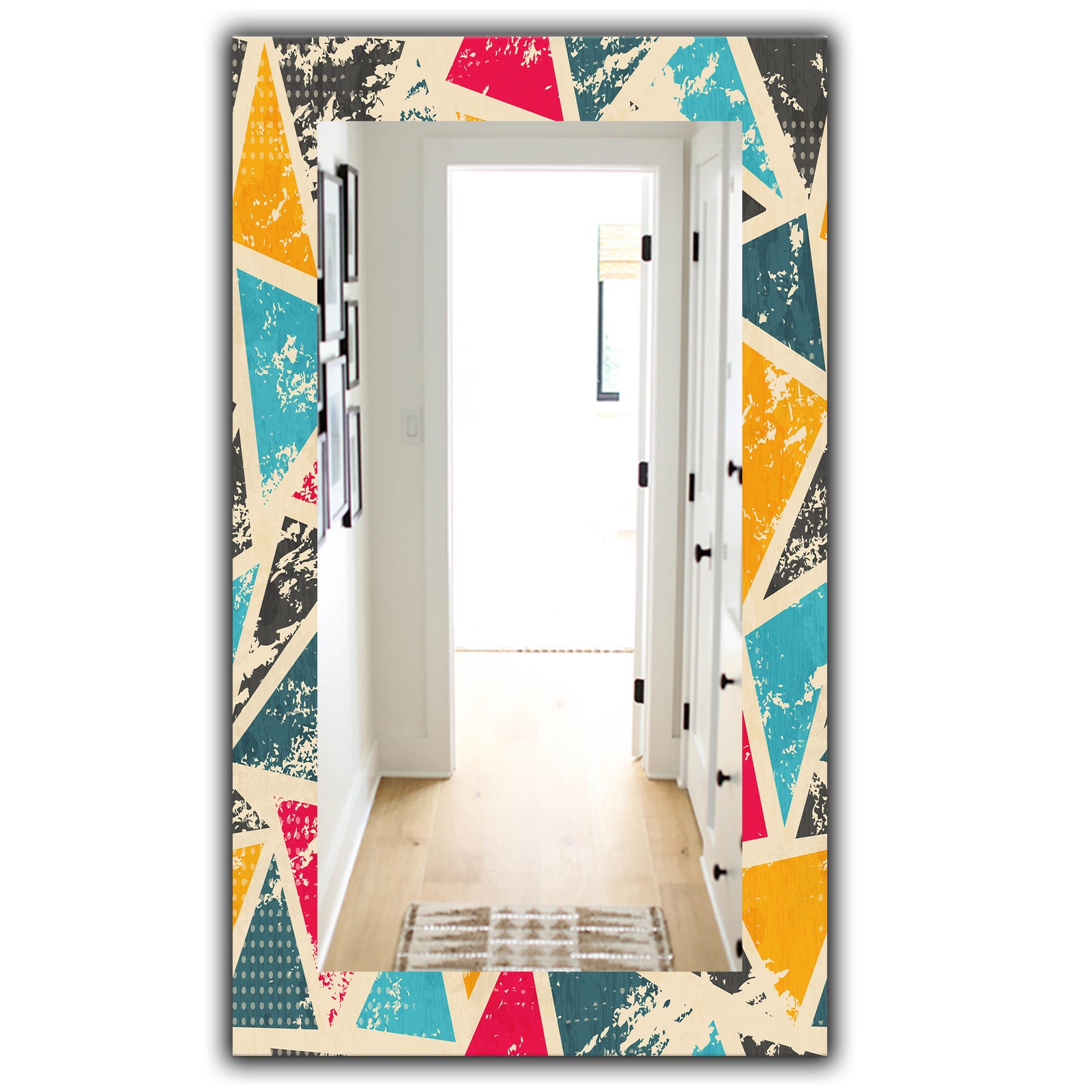 Triangular Colourfields 29 - Modern Mirror - Frameless Wall Mirror