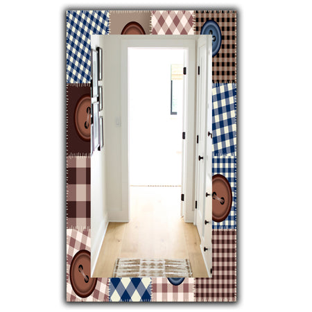 Buttons On Squared Patchwork - Traditional Mirror - Frameless Wall Mirror