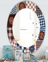 Buttons On Squared Patchwork - Traditional Mirror - Frameless Oval or Round Wall Mirror