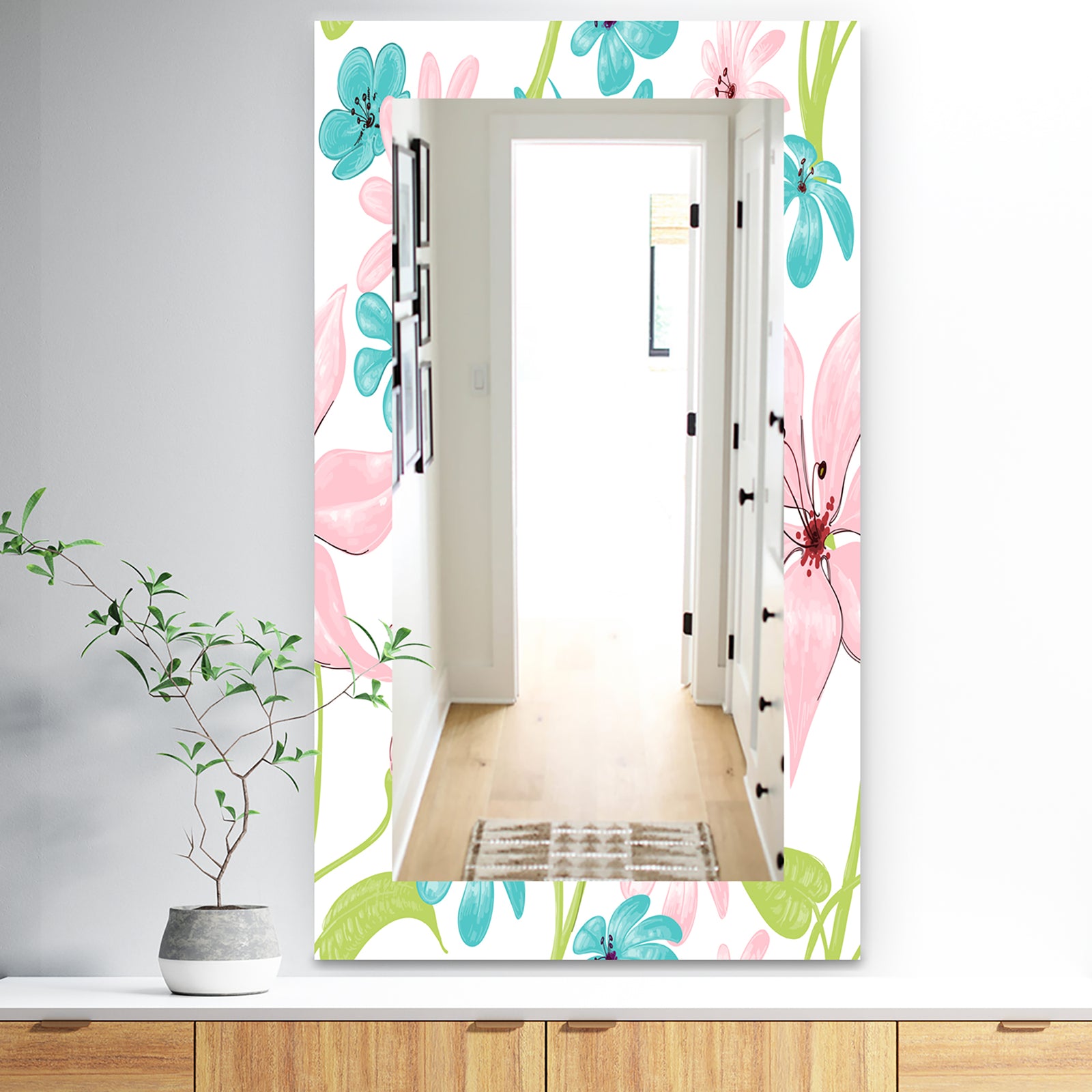 Pink Blossom 32 - Traditional Mirror - Frameless Wall Mirror