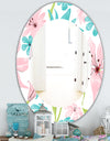 Pink Blossom 32 - Traditional Mirror - Frameless Oval or Round Wall Mirror