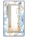 Drawing Of Blue Flowers With Little Bird - Traditional Mirror - Frameless Wall Mirror