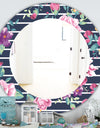 Pink Blossom 33 - Traditional Mirror - Frameless Oval or Round Wall Mirror