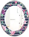 Pink Blossom 33 - Traditional Mirror - Frameless Oval or Round Wall Mirror