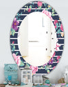 Pink Blossom 33 - Traditional Mirror - Frameless Oval or Round Wall Mirror