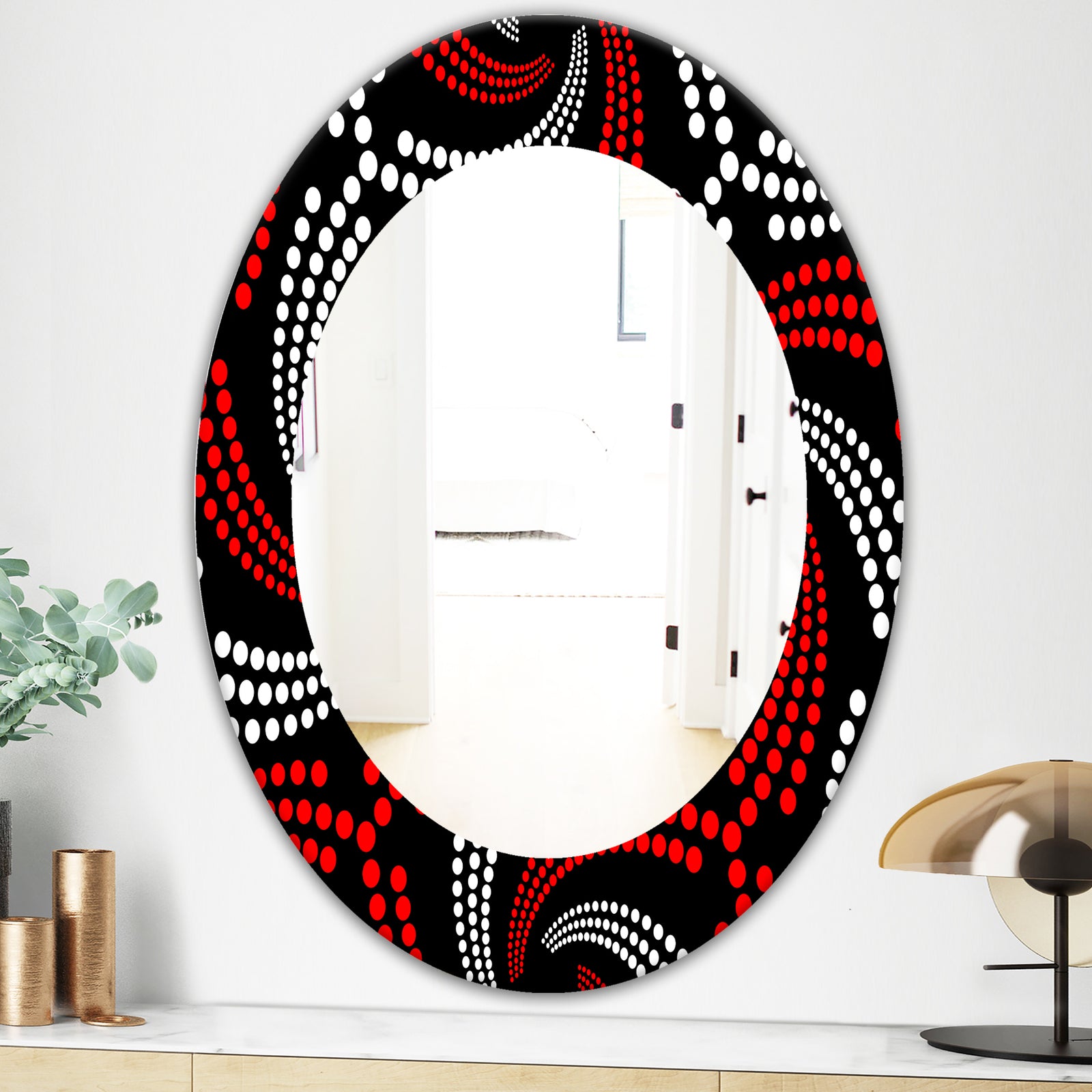 Obsidian Impressions 7 - Bohemian and Eclectic Mirror - Frameless Oval or Round Wall Mirror