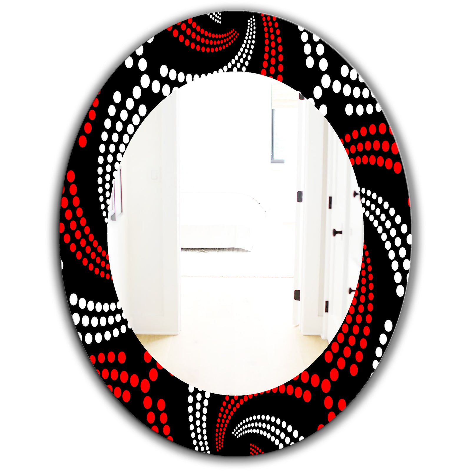 Obsidian Impressions 7 - Bohemian and Eclectic Mirror - Frameless Oval or Round Wall Mirror