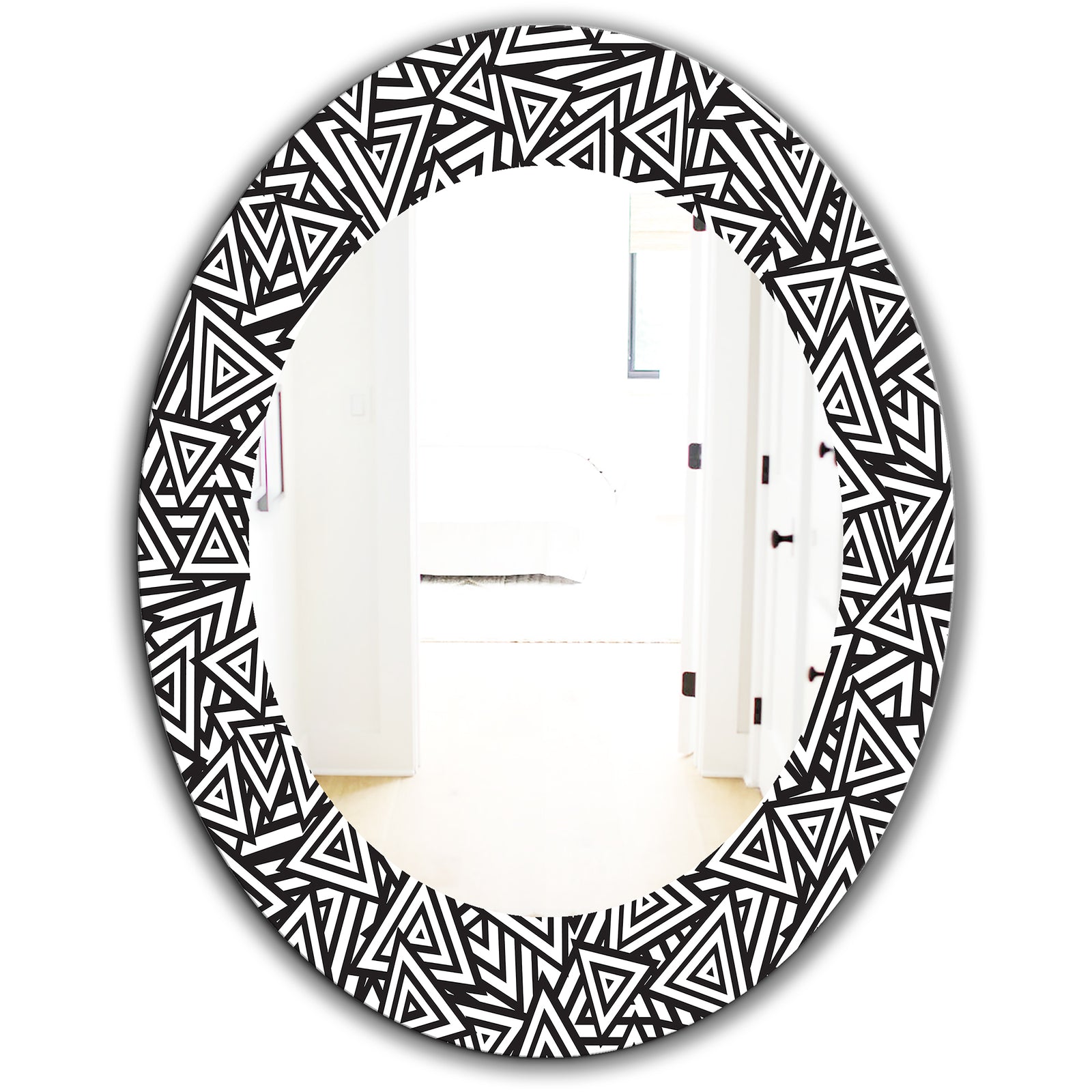 Black & White 3 - Modern Mirror - Frameless Contemporary Oval or Round Wall Mirror