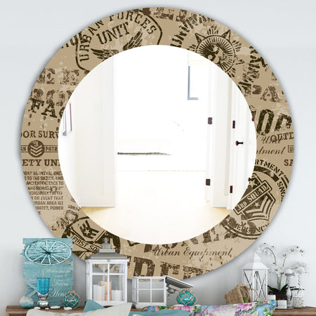 Military Badges Vintage - Traditional Mirror - Frameless Oval or Round Wall Mirror