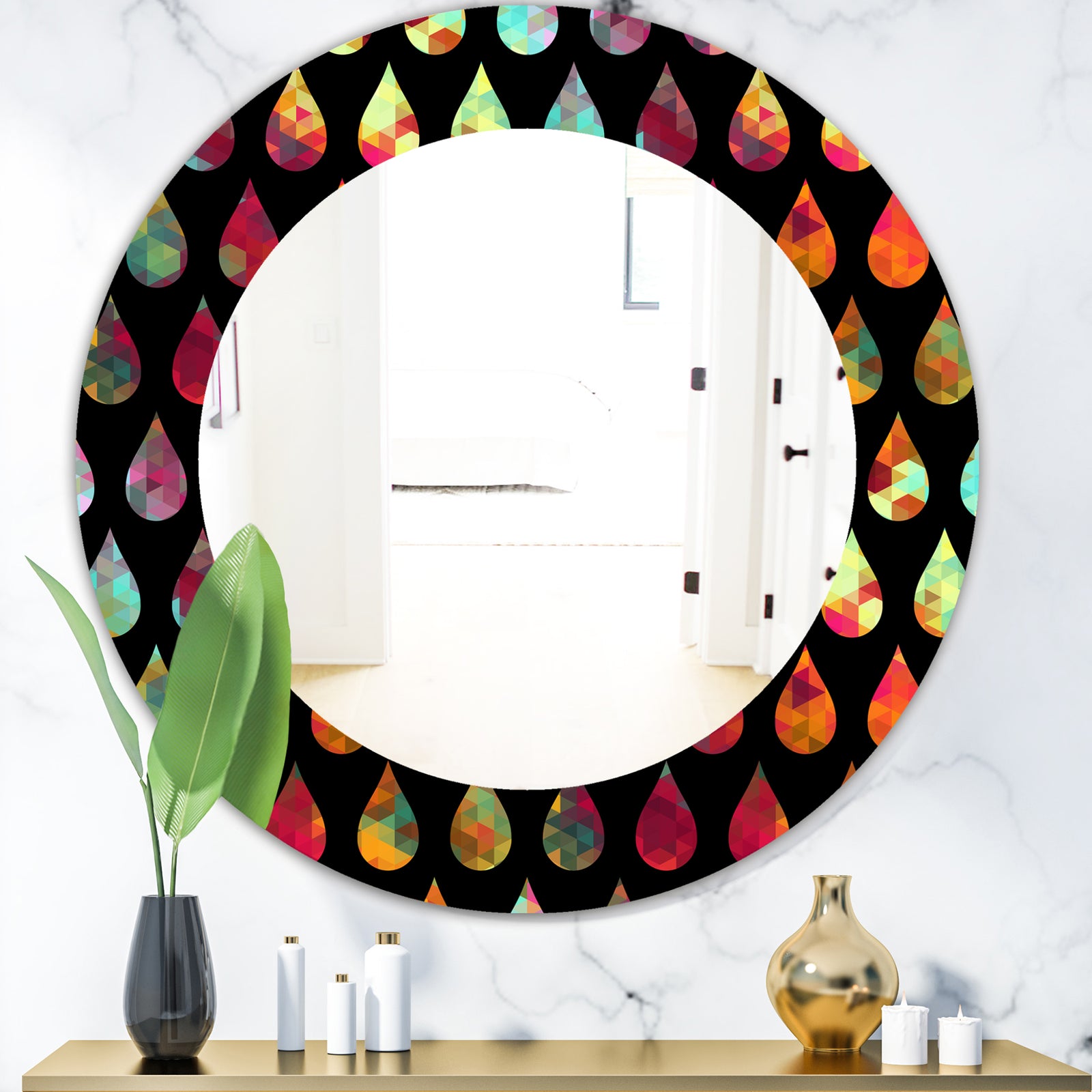 Obsidian Impressions 8 - Modern Mirror - Frameless Oval or Round Wall Mirror