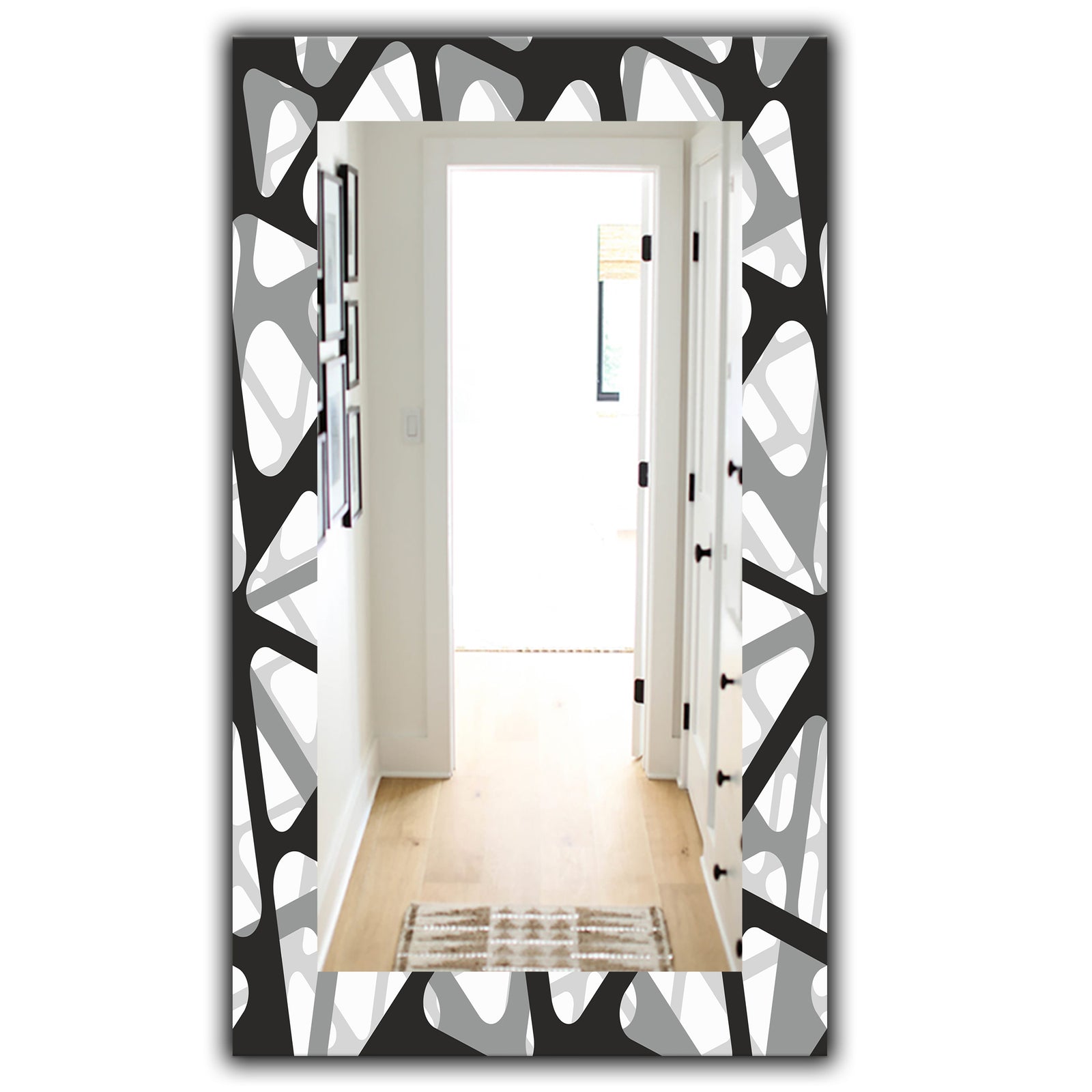 Black & White 4 - Mid-Century Modern Mirror - Frameless Wall Mirror