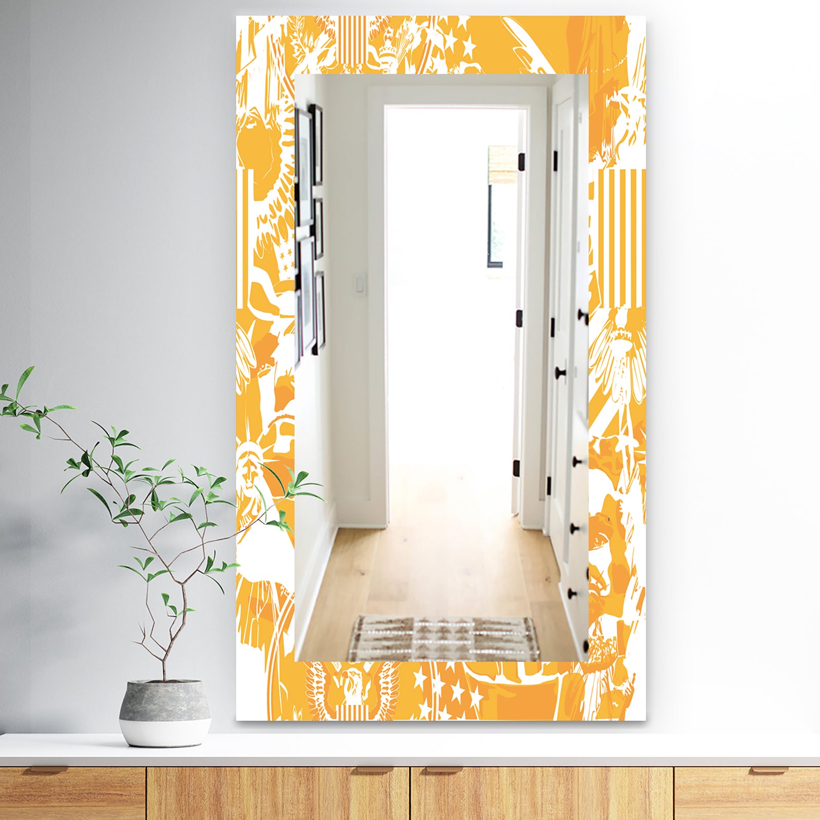 Retro Us Statue Of Liberty Eagle - Traditional Mirror - Frameless Wall Mirror