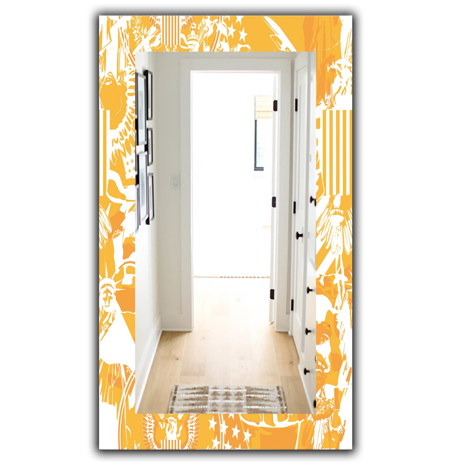 Retro Us Statue Of Liberty Eagle - Traditional Mirror - Frameless Wall Mirror