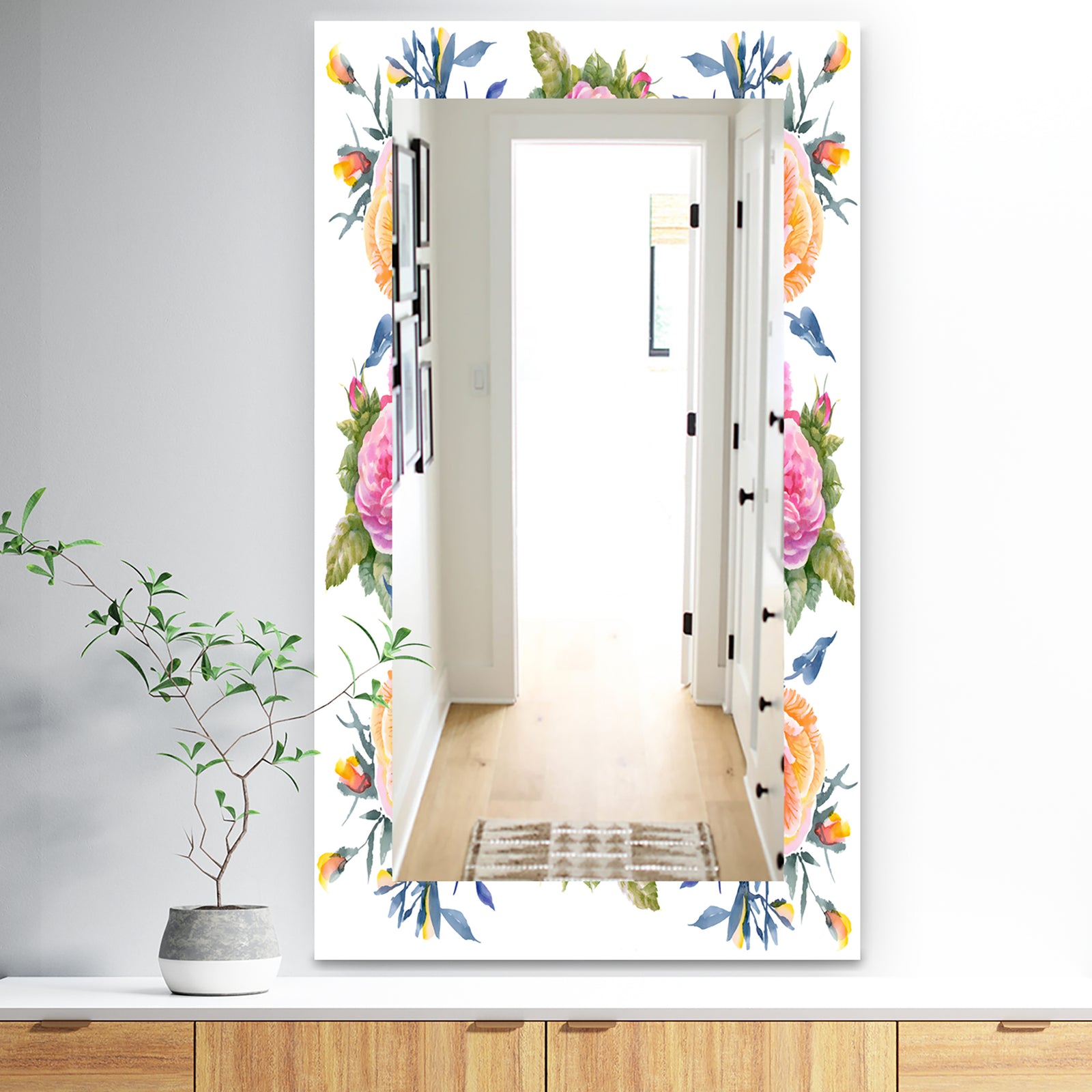 Pink Blossom 34 - Traditional Mirror - Frameless Wall Mirror