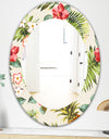 Tropical Mood Pineapple 7 - Bohemian and Eclectic Mirror - Frameless Oval or Round Wall Mirror