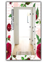 Pansies Cherries and Roses On Pink Dotted - Traditional Mirror - Frameless Wall Mirror