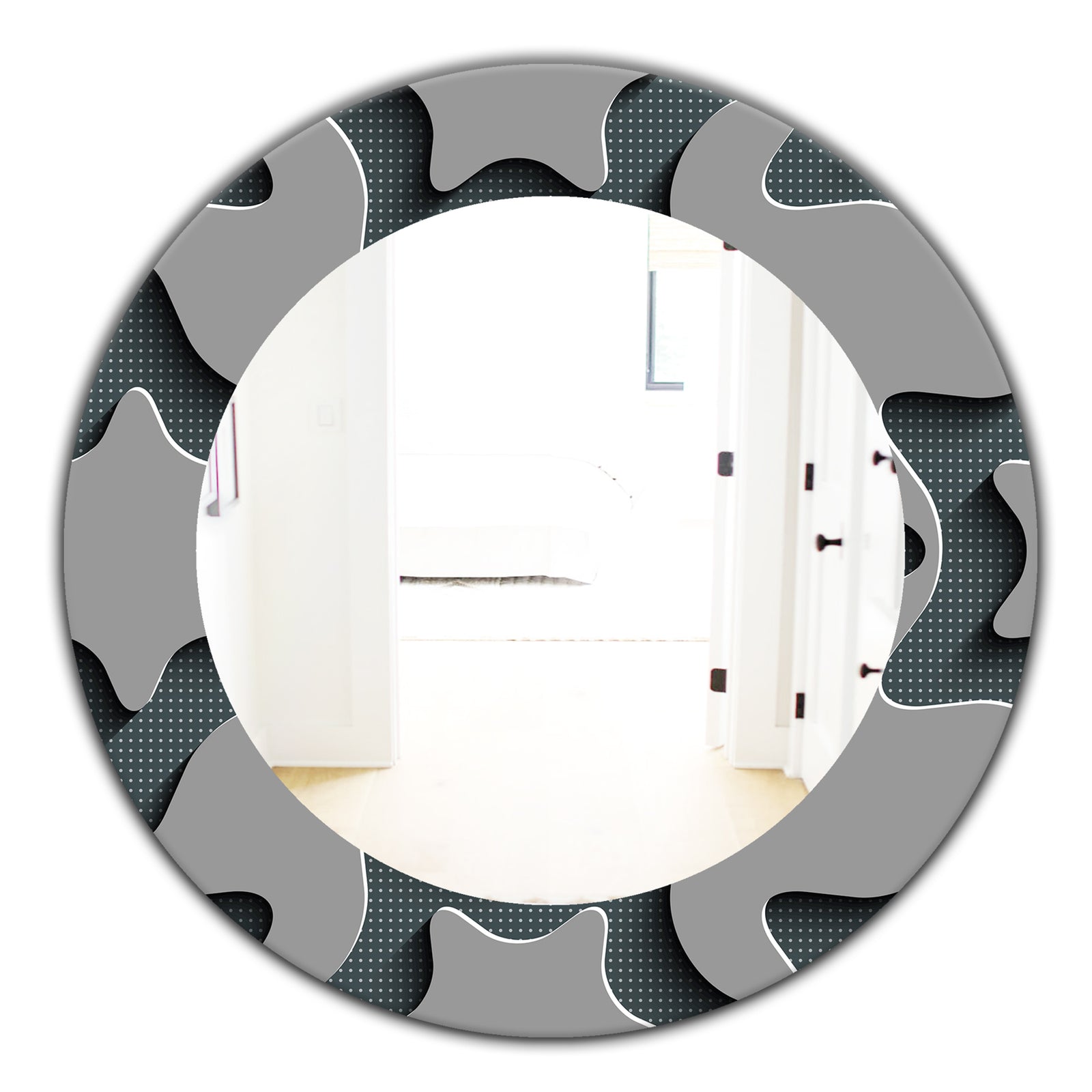 Starshaped Abstract Technology - Mid-Century Mirror - Oval or Round Wall Mirror