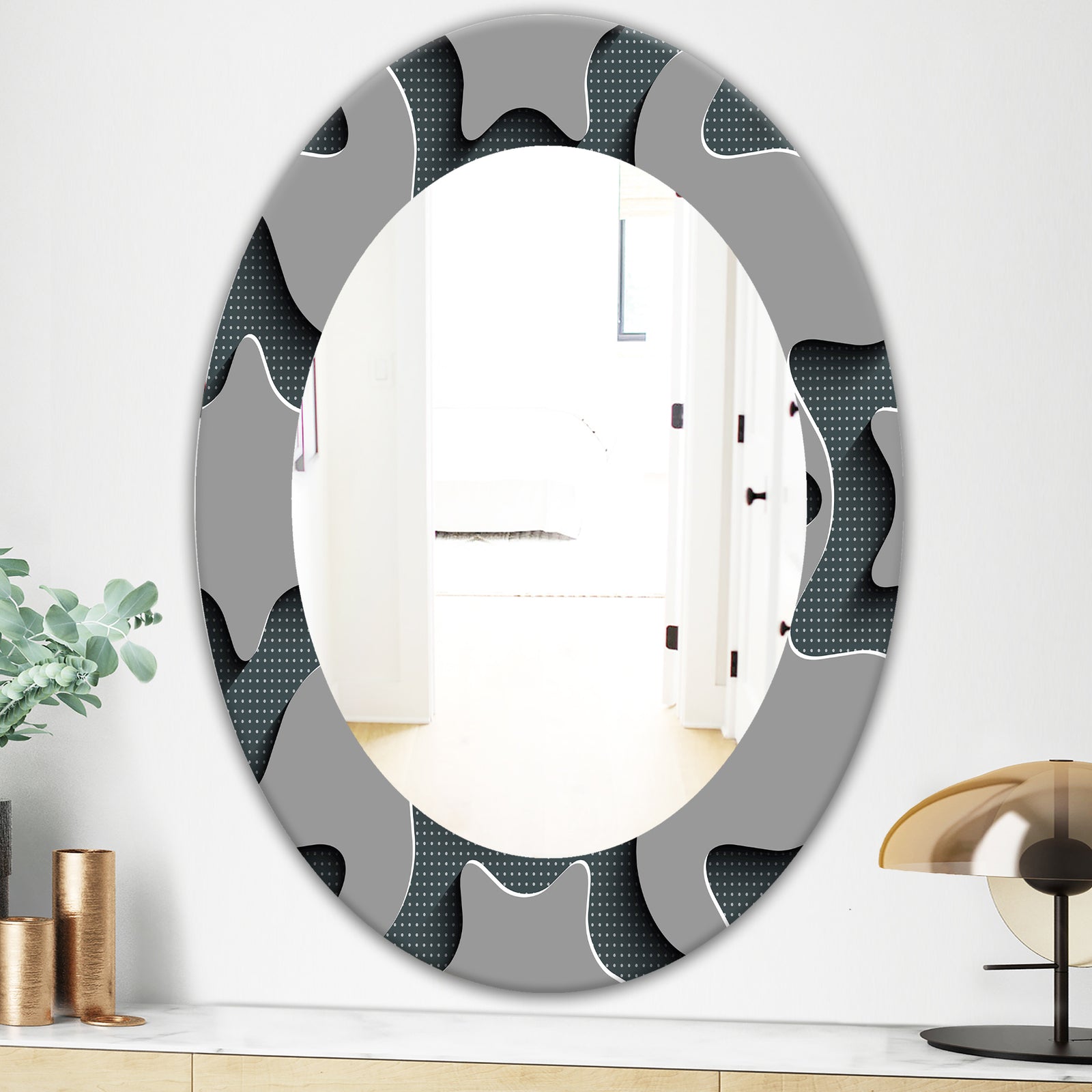 Starshaped Abstract Technology - Mid-Century Mirror - Oval or Round Wall Mirror