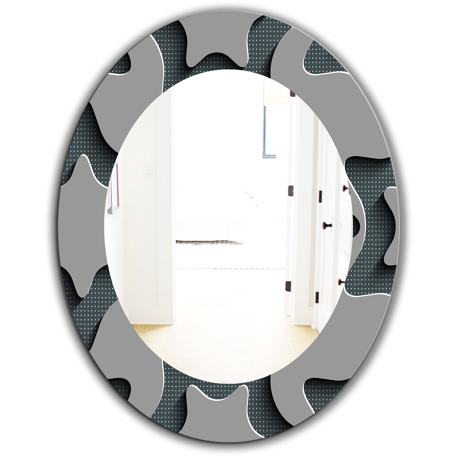 Starshaped Abstract Technology - Mid-Century Mirror - Oval or Round Wall Mirror