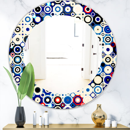 Retro Stars and Dots In Disco Style - Bohemian and Eclectic Mirror - Oval or Round Wall Mirror