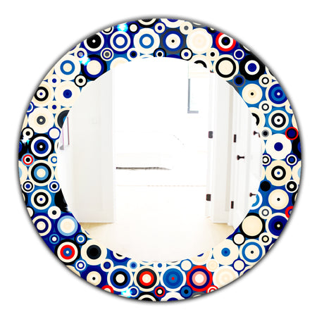 Retro Stars and Dots In Disco Style - Bohemian and Eclectic Mirror - Oval or Round Wall Mirror