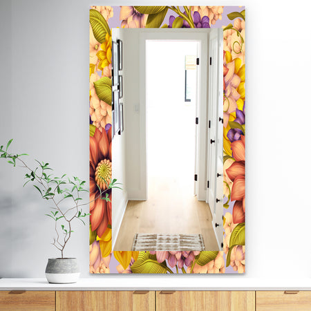 Vintage Wild Red Pink and Purple Flowers - Traditional Mirror - Wall Mirror