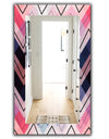 Geometric Chevron In Blue and Pink - Modern Mirror - Wall Mirror