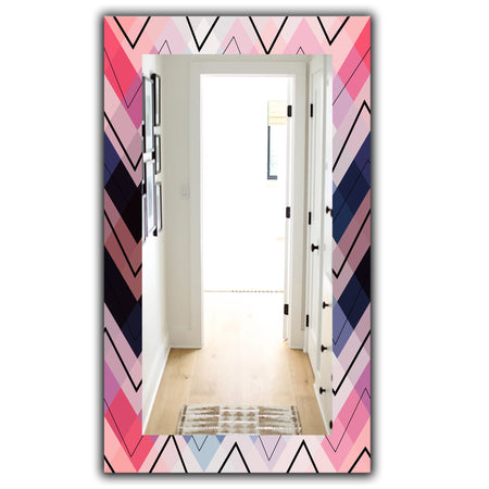 Geometric Chevron In Blue and Pink - Modern Mirror - Wall Mirror