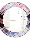 Geometric Chevron In Blue and Pink - Modern Mirror - Oval or Round Wall Mirror