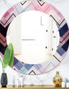 Geometric Chevron In Blue and Pink - Modern Mirror - Oval or Round Wall Mirror