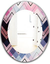 Geometric Chevron In Blue and Pink - Modern Mirror - Oval or Round Wall Mirror