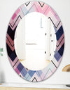 Geometric Chevron In Blue and Pink - Modern Mirror - Oval or Round Wall Mirror