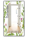 Handdrawn Painting Of Meadow With Butterflies Birds and Herbs - Traditional Mirror - Wall Mirror