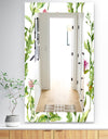 Handdrawn Painting Of Meadow With Butterflies Birds and Herbs - Traditional Mirror - Wall Mirror