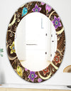 Obsidian Bloom 17 - Bohemian and Eclectic Mirror - Oval or Round Wall Mirror