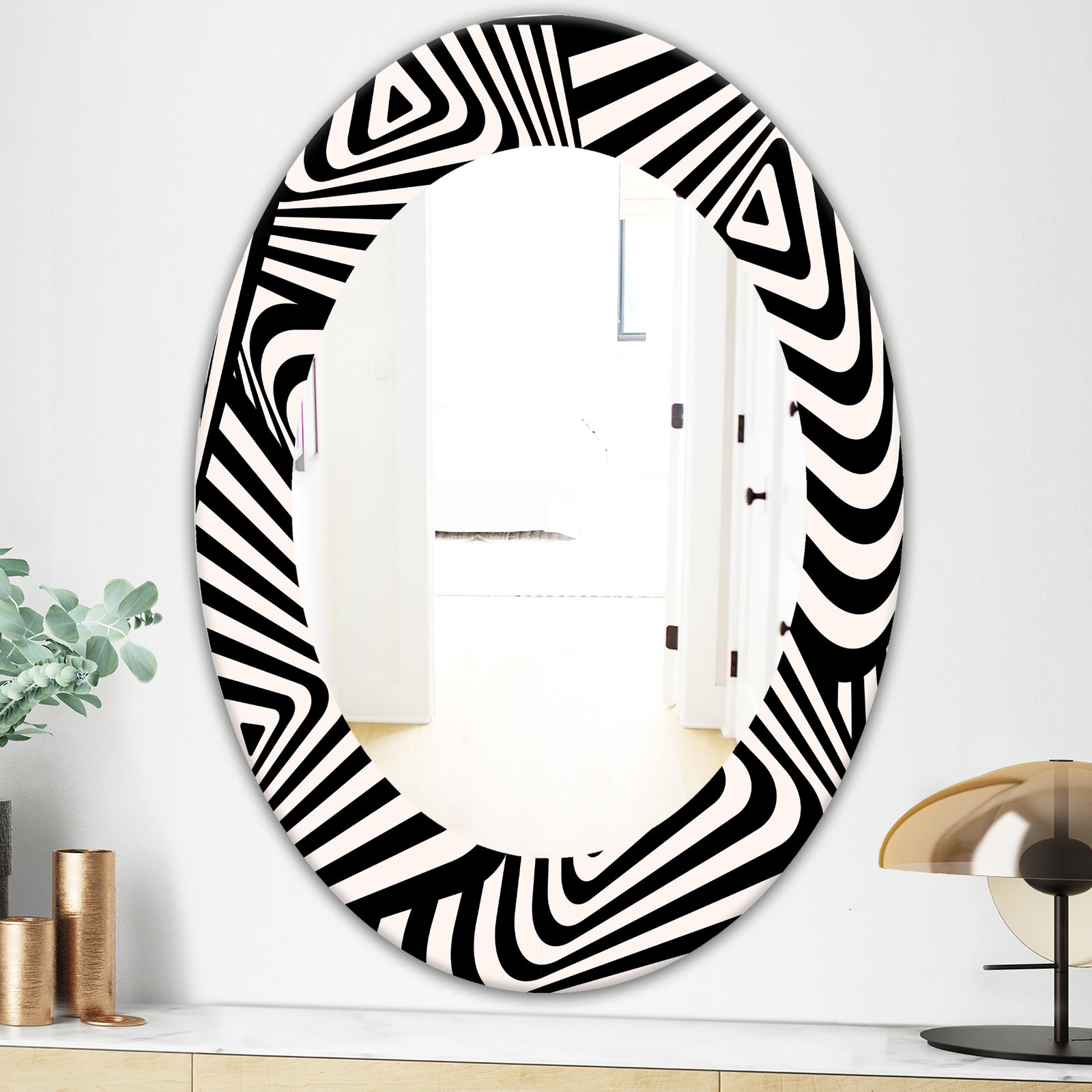 Black & White 5 - Modern Mirror - Contemporary Oval or Round Wall Mirror
