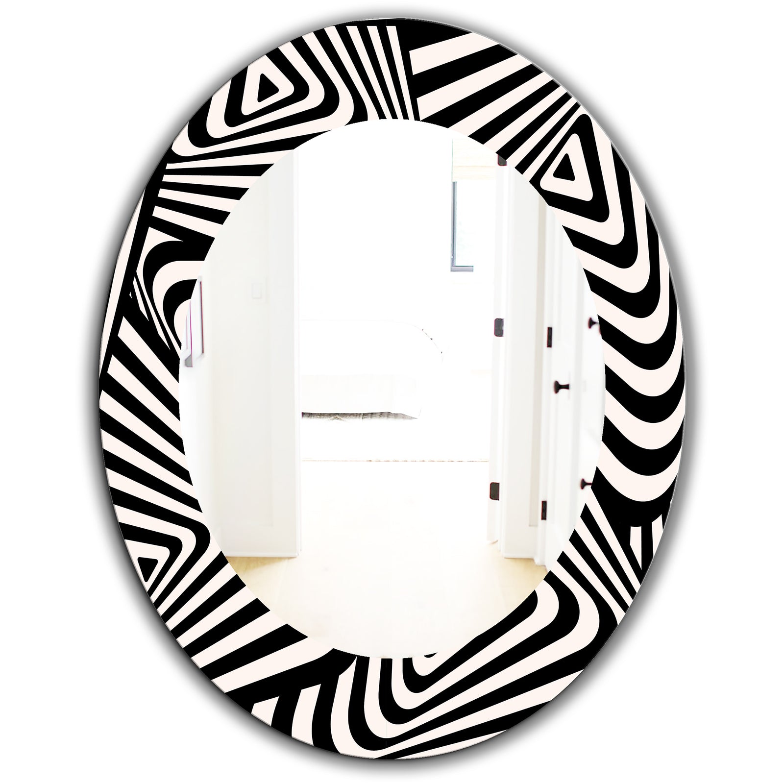 Black & White 5 - Modern Mirror - Contemporary Oval or Round Wall Mirror