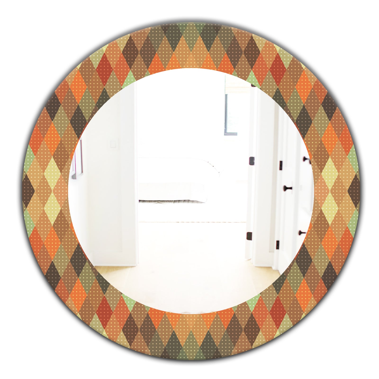 Triangular Colourfields 30 - Modern Mirror - Oval or Round Wall Mirror