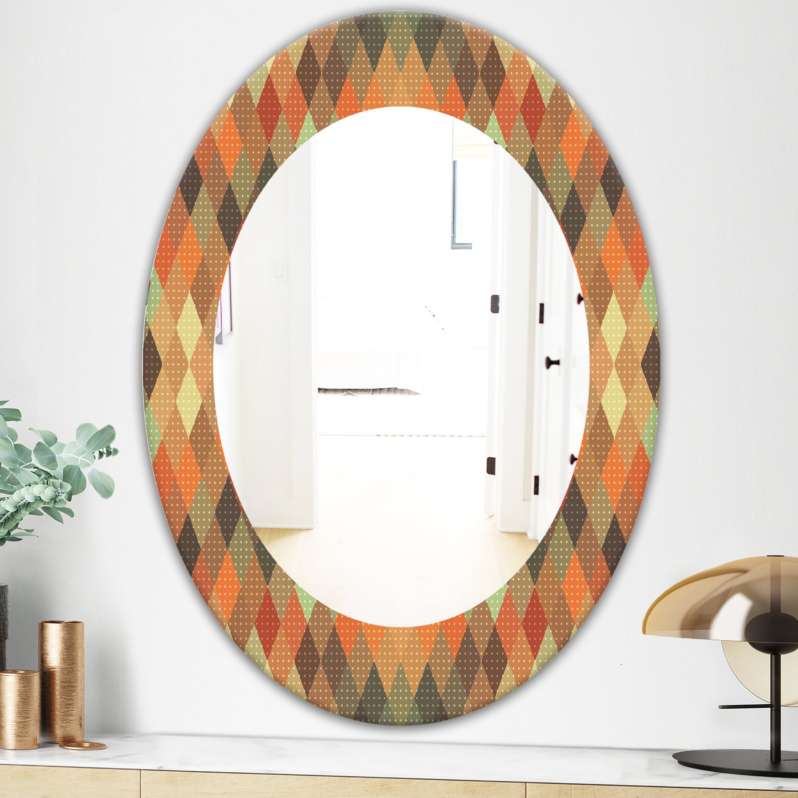 Triangular Colourfields 30 - Modern Mirror - Oval or Round Wall Mirror